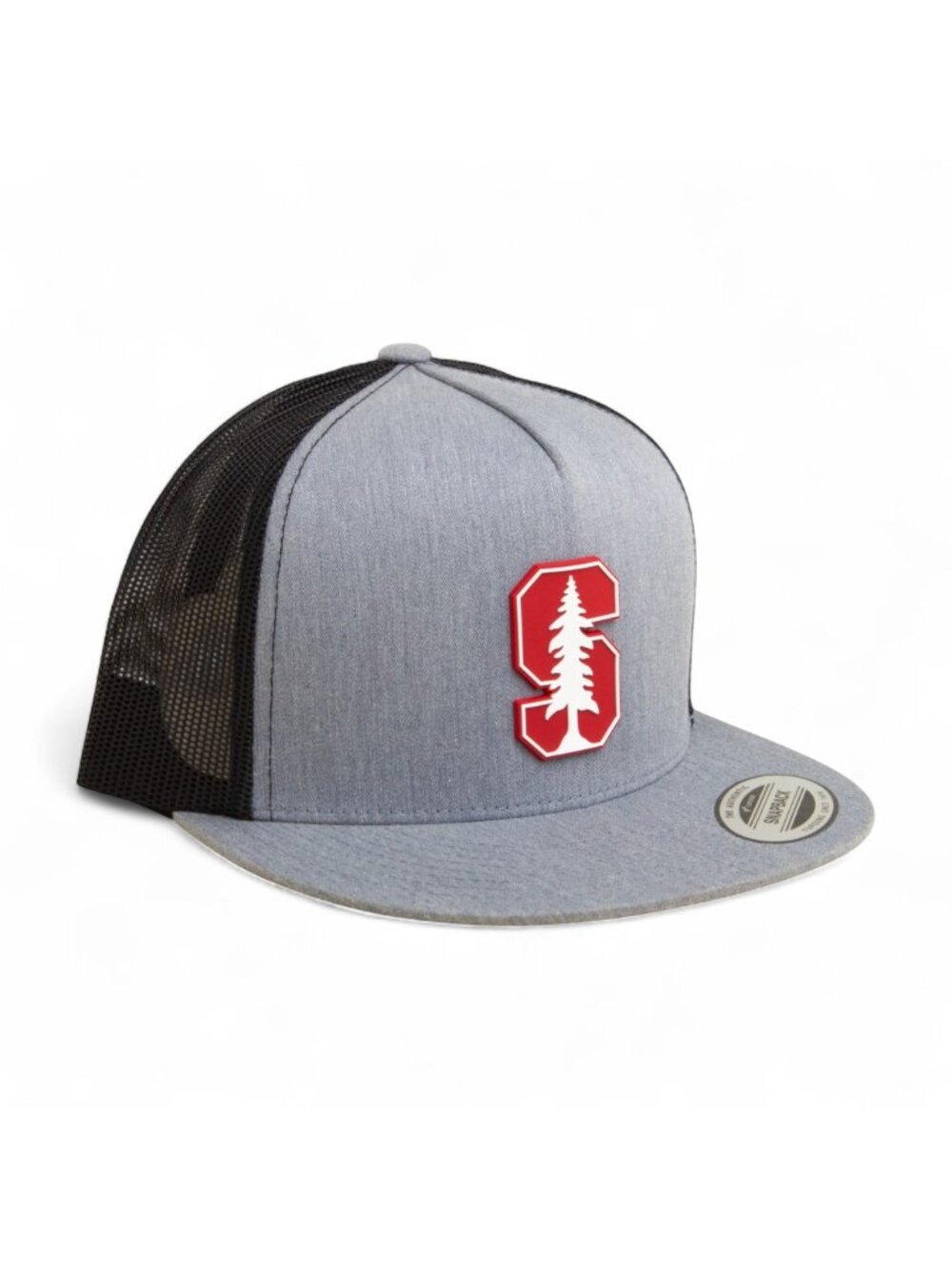 Stanford Cardinal 3D Snapback Flat Bill Trucker Hat- Heather Grey/ Black